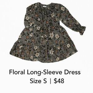 Aura Black and Gray Midi Sundress with Bishop Sleeves